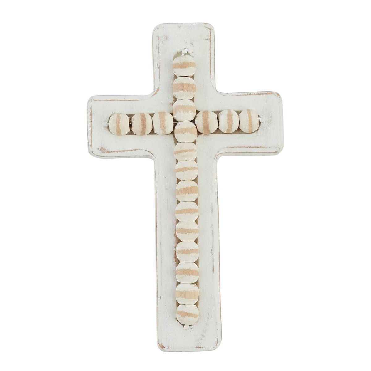 White Washed Beaded Cross