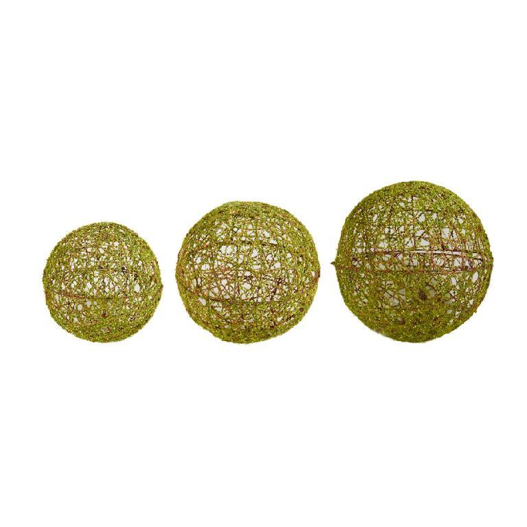 Glitter Wire Hanging Balls - Green