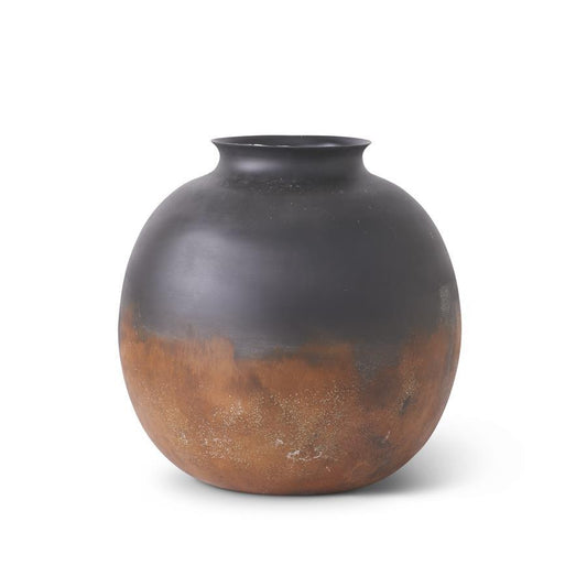 Round Black Metal Vase - Small