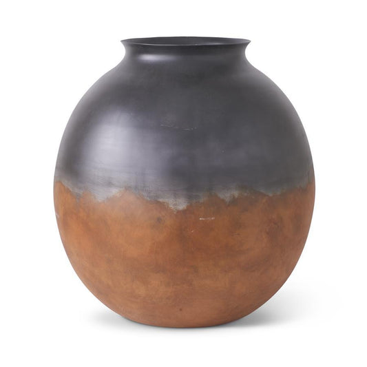 Round Black Metal Vase - Large