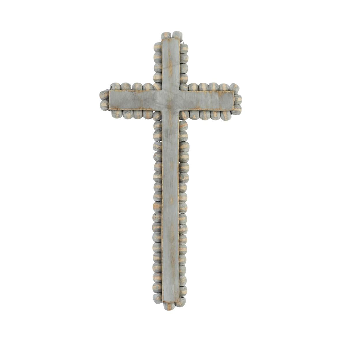 White Washed Beaded Cross