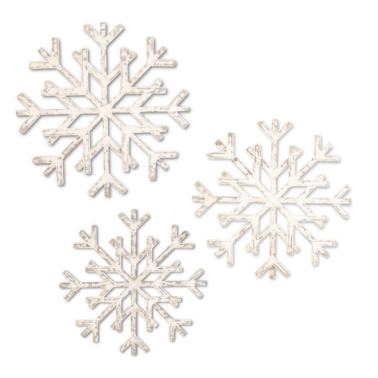Whitewashed Wood Snowflakes