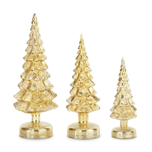 LED Mercury Glass Trees - Gold