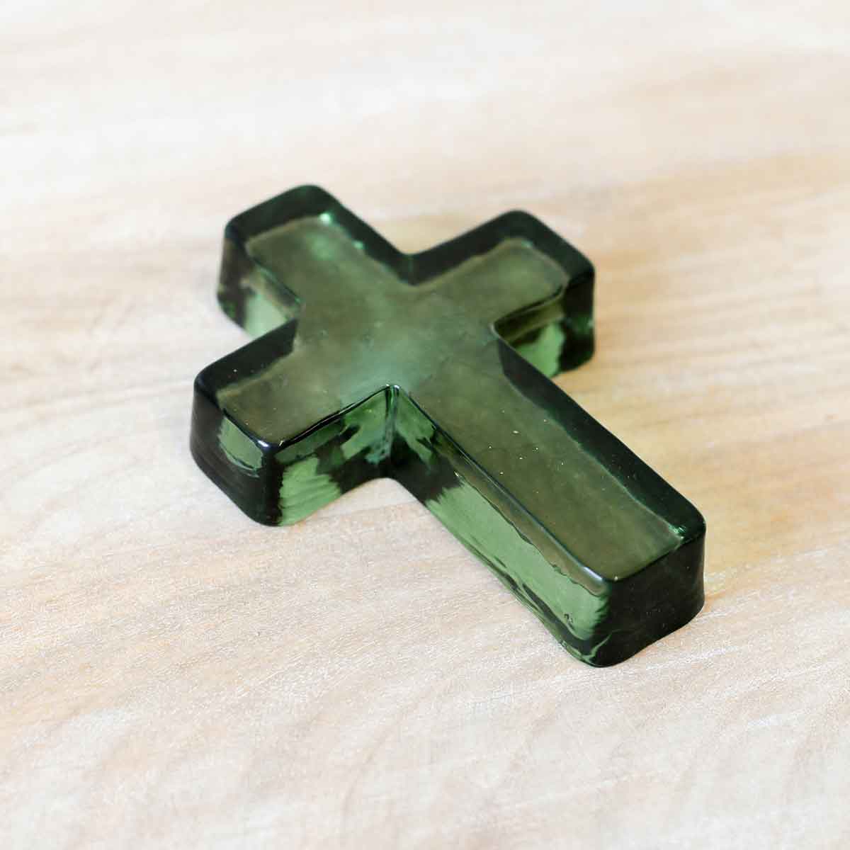 Glass Cross - Green