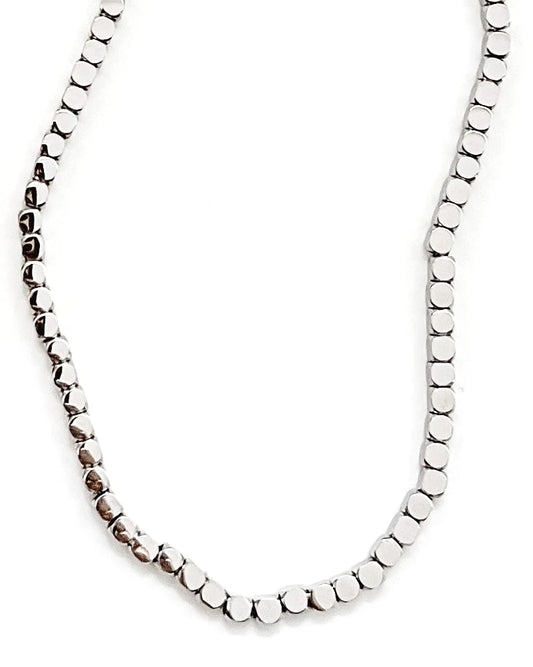 Lenora Beaded Necklace - Silver