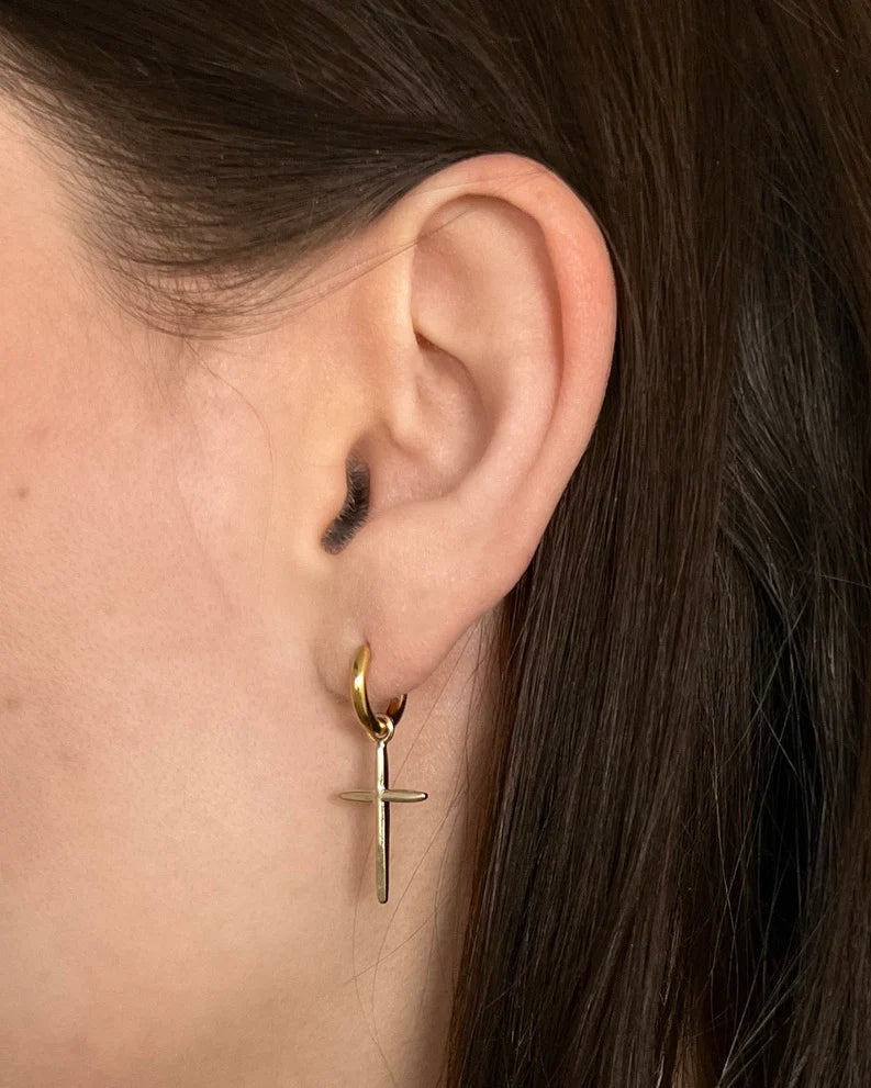 Eisen Cross Huggie Earring