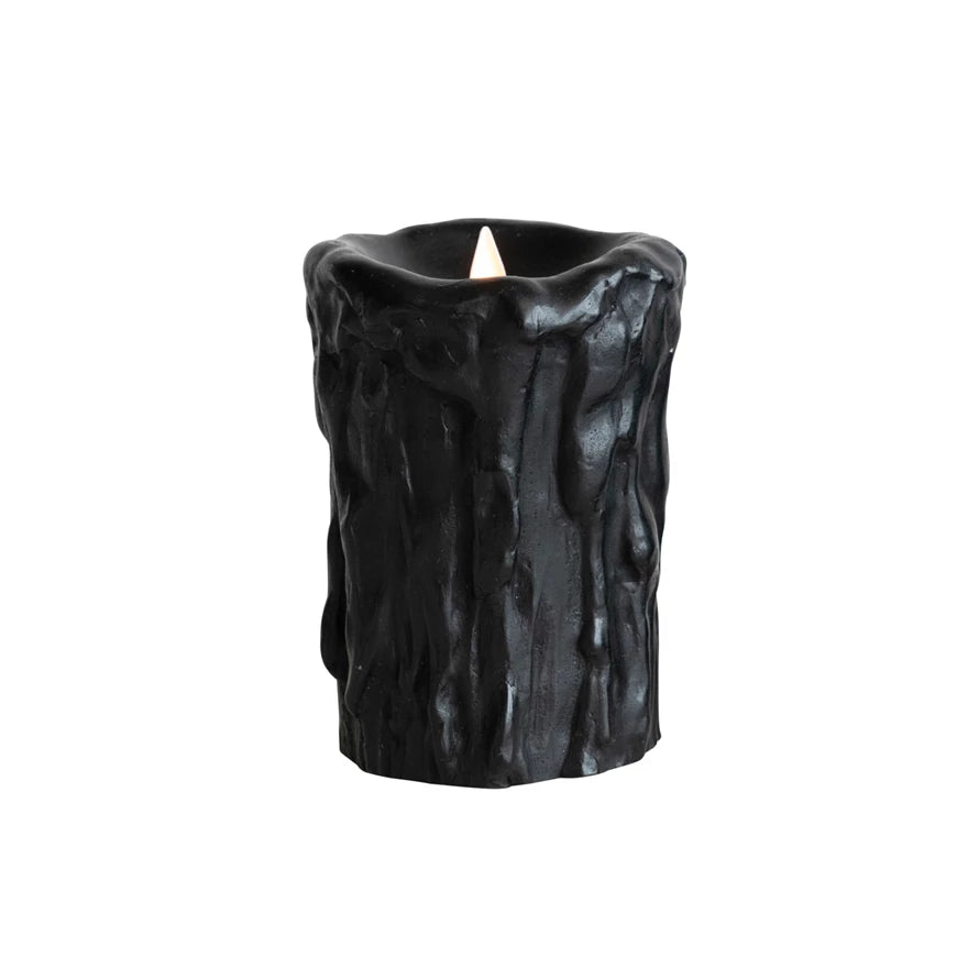 Black LED Wax Pillar Candle