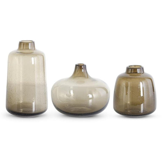 Bubbled Glass Vases - Brown