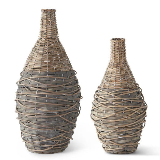 Woven Willow & Metal Vases