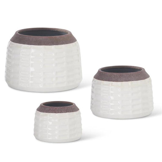 Glazed Stoneware Pots - White
