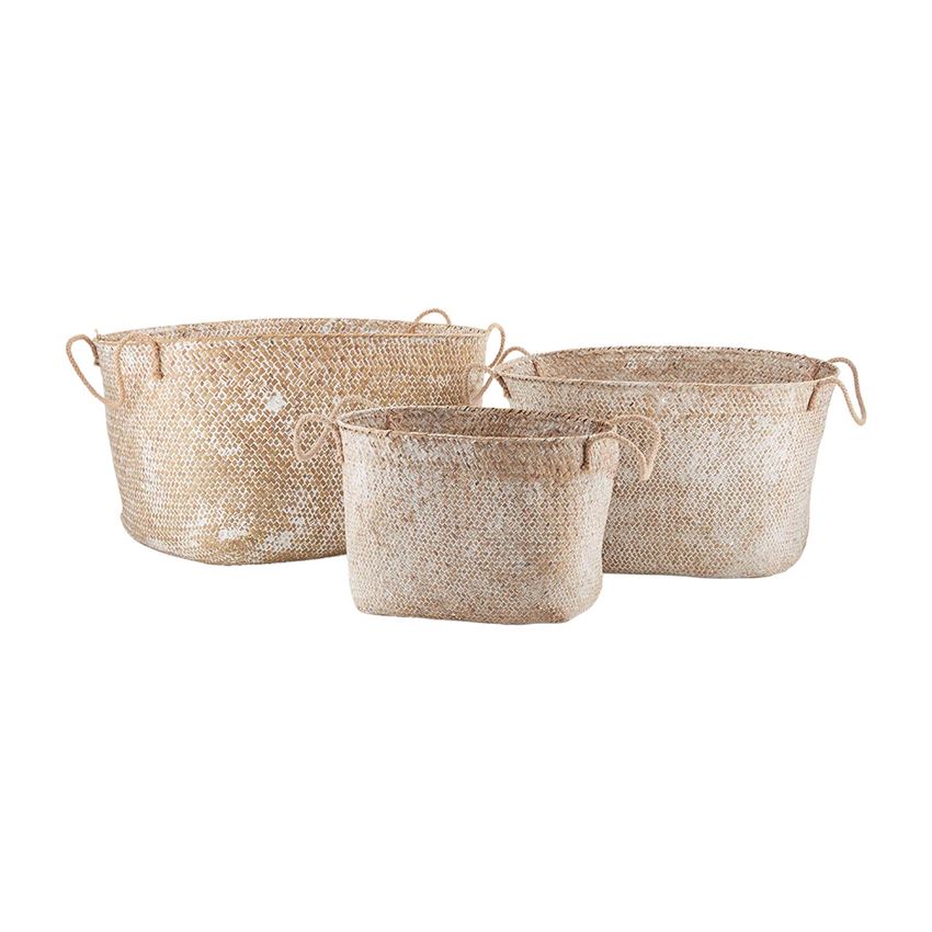 White Wash Seagrass Basket