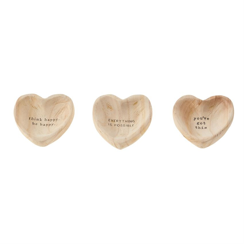 Wood Heart Trinket Trays