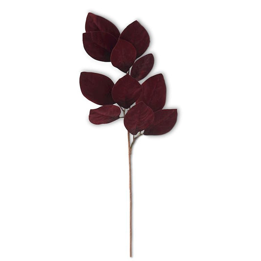 Velvet Magnolia Leaf Stem - Burgundy