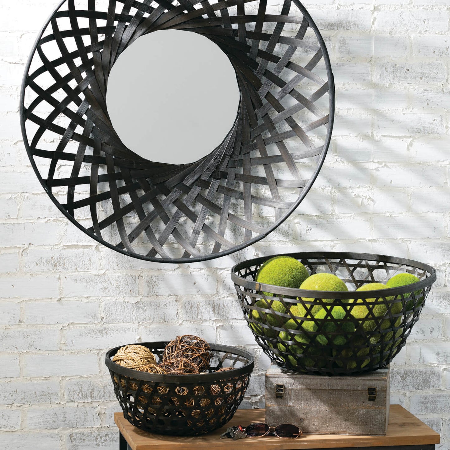Woven Wall Mirror - Black